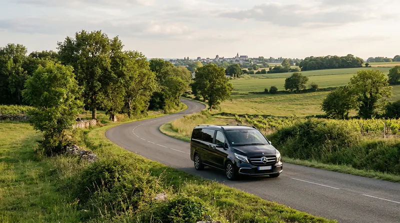 Private chauffeur vehicle on a custom Loire Valley countryside journey
