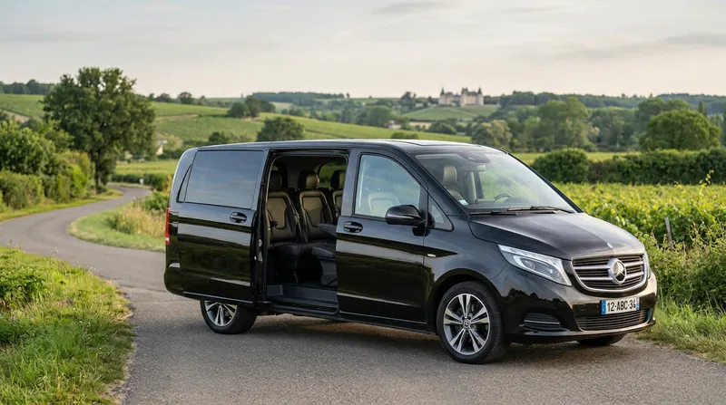 Premium private chauffeur vehicle in the Loire Valley countryside
