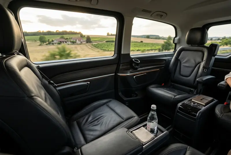 Premium vehicle prepared for a comfortable long-distance private transfer