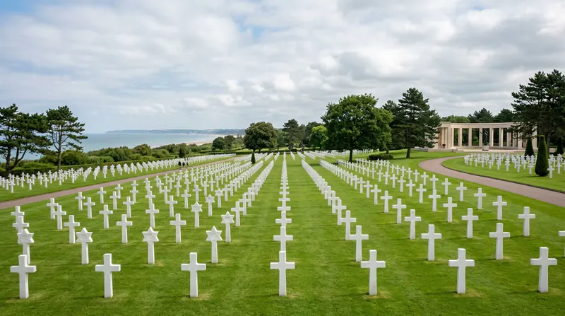 Normandy American Cemetery overlooking the coast